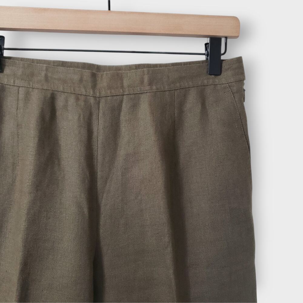 Talbots Petites Irish Linen Trouser Pants Green Sz 8P Straight Leg Career Work - Picture 4 of 10